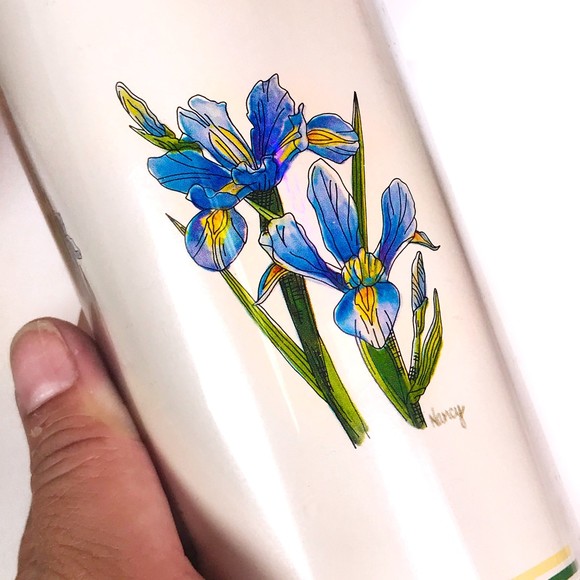 ThermoServ Travel Tumbler IRIS with Original Box Vintage NEW Old Stock 12oz - Picture 3 of 9